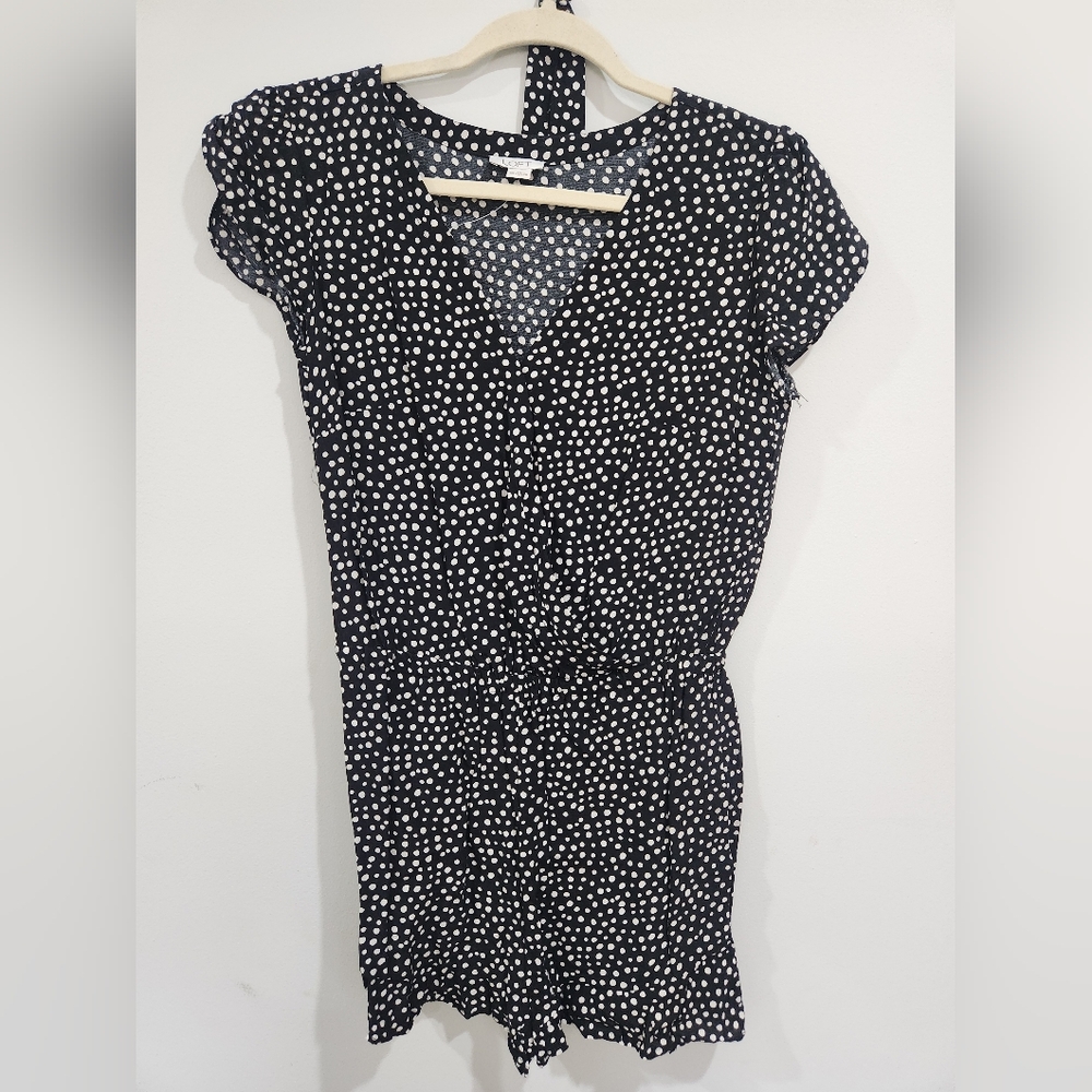 LOFT Polka Dot Black and White Romper